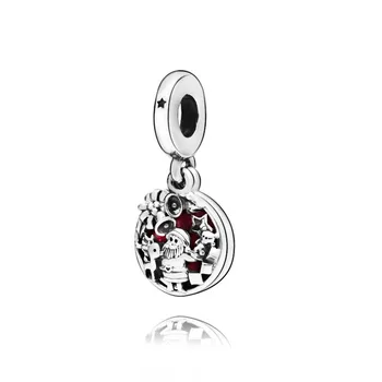 

JrSr new 100% 925 Sterling Silver Beads Santa Love Peace Joy Dangle Charms fit Original Pandora Bracelets Women DIY Jewelry gift