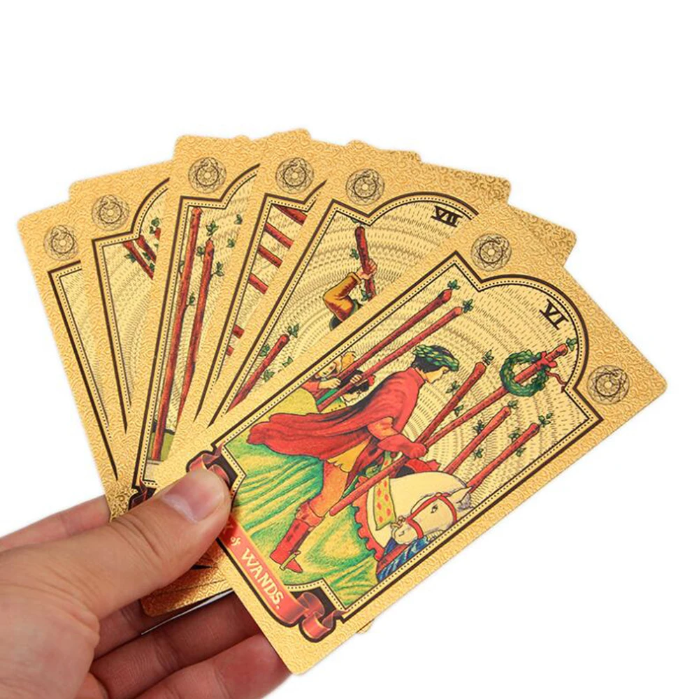 Gilded Classic Waite Tarot Deck Gold Foil Style Divination Prophecy Fortune Telling Card Friend Party Entertainment Board Game | Спорт и