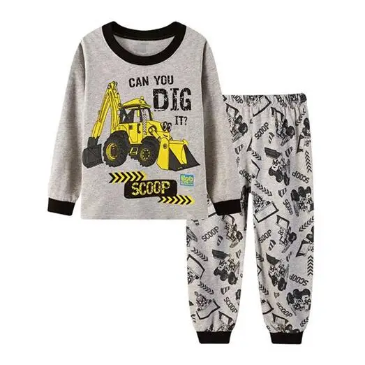 Детские пижамные комплекты с длинными рукавами Новинка года, весенне-осенняя Пижама с динозавром для мальчиков, одежда для детей 2, 3, 4, 5, 6, 7 лет - Цвет: Шампанское
