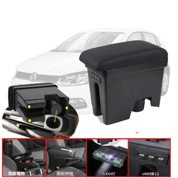 

For Volkswagen VW Polo Armrests box Double layer +usb 2011-2018