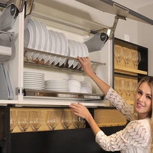 Двухслойные корзины для хранения посуды из нержавеющей стали, встраиваемые кухонные полки для посуды