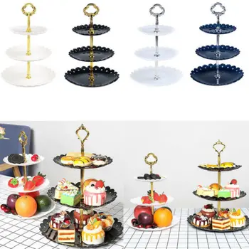 

Convenient 3 Tier PP Multi-layer Cake Plate Stand Wedding Birthday Party Afternoon Tea Dessert Fruit Tray