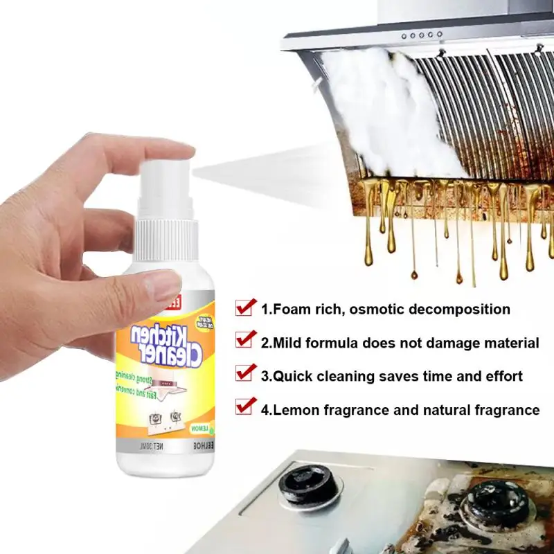 1pcs 30ml Kitchen Cooktop Cleaner Degreasing Cleaning Agent Spray Heavy