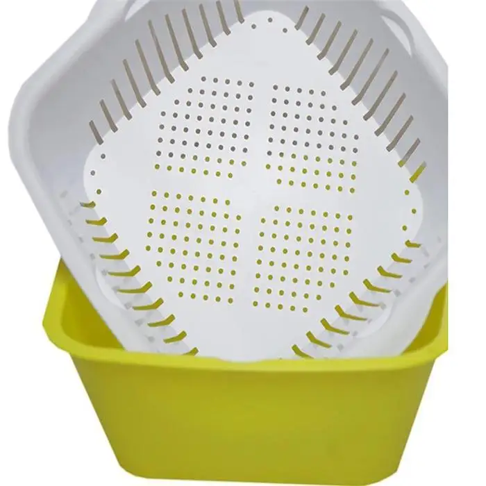 Durable Double Layer Home Kitchen Drain Basket Round Shape, Square Shape Multifunctional Washing Basket