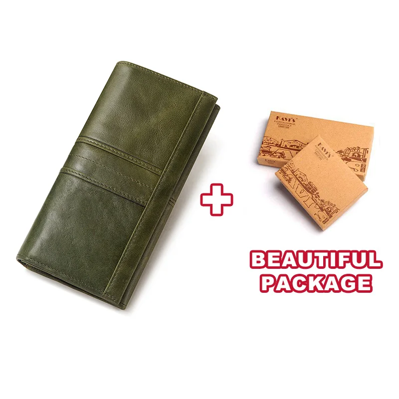Green BOX KAVIS женский клатч из натуральной кожи, кошелек и женский кошелек для монет, зажим для телефона, Длинный кошелек, держатель для карт, удобный - Цвет: Green BOX