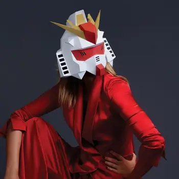

Paper Mask 3d Fashion Three Colours Gundam Costume Cosplay DIY Paper Craft Model Mask Christmas Halloween Prom Party Gift