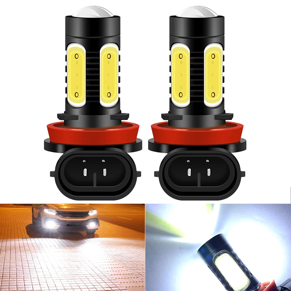 

2X H11 LED Fog Light Bulbs H8 H9 H16 JP HB3 HB4 LED COB 6000K White 3000k Golden Yellow DRL Car Daytime Running Light Auto Lamp