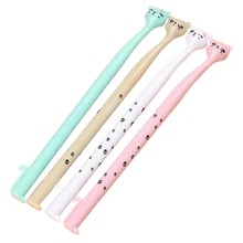 4 шт./упак. 0,5 мм милые ярких цветов с бантом и принтом в виде кошки, гелевая ручка, ручка для школы и офиса черного цвета