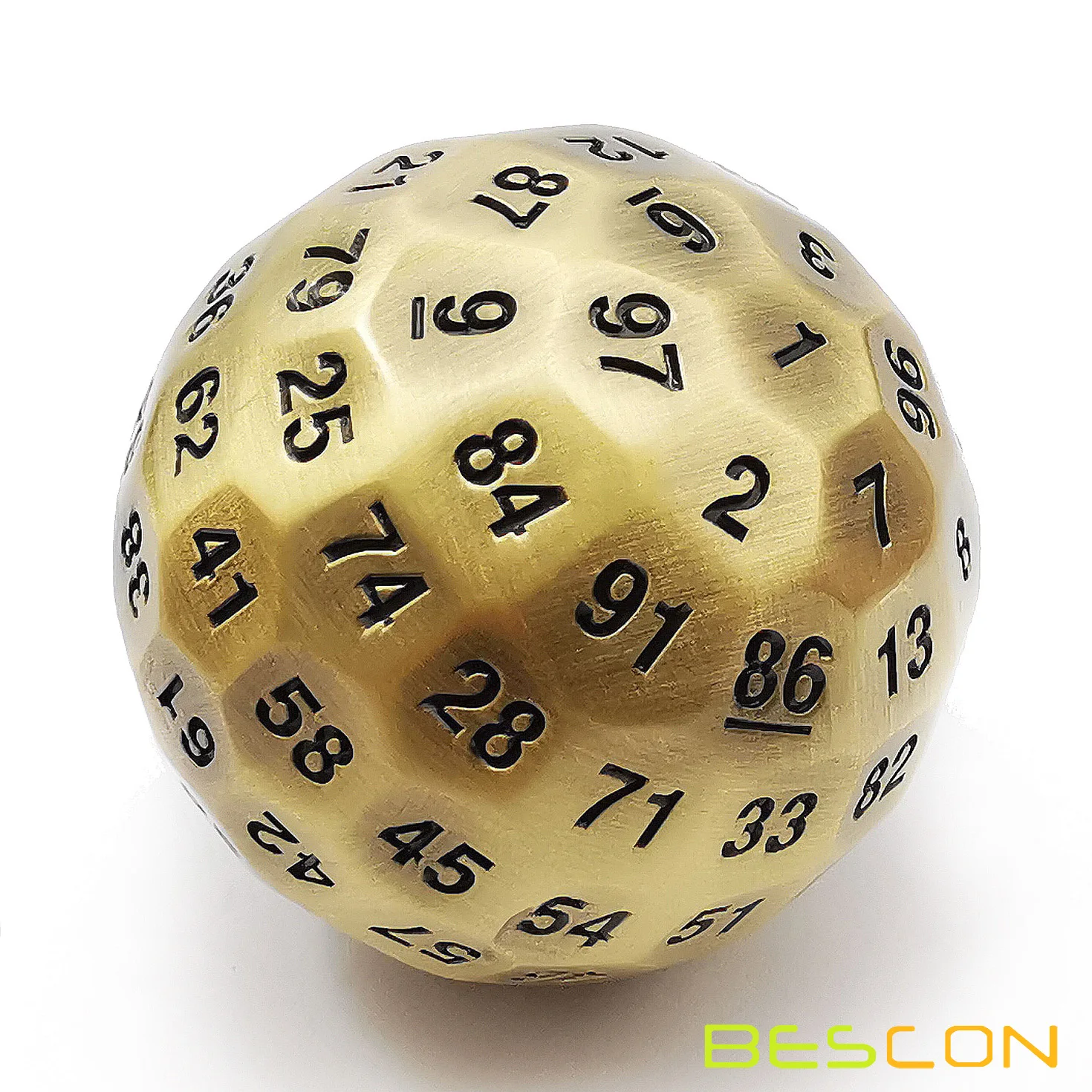 Bescon Solid Metal 100 Sided Dice, Game Dice D100,Giant Polyhedral Metal 100 Sides Dice 50MM in Diameter (1.97in), Ancient Brass 4