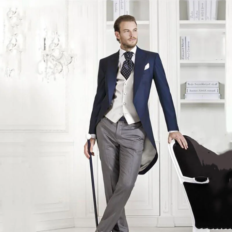 Men's Classic Suit Navy Blue Tailcoat 