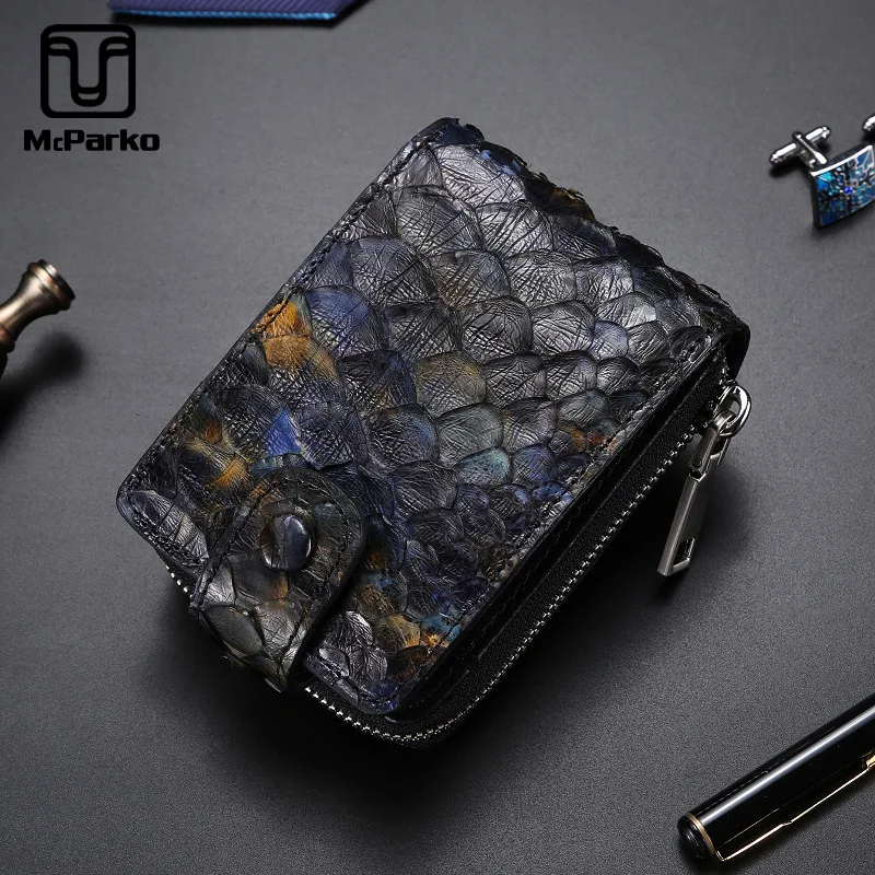 

McParko Luxury Python Card Holder rfid blocking Genuine Leather Credit Card Holder men women Unisex Small Card Wallet Slim Purse
