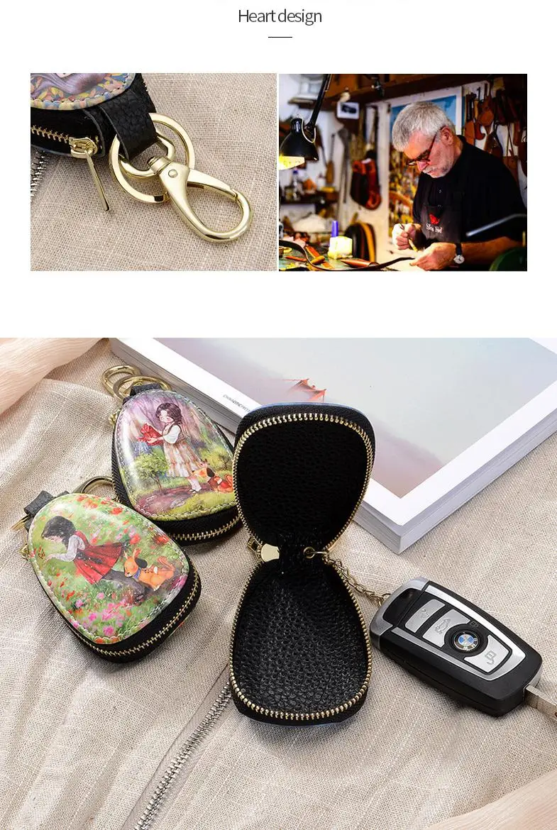 General car key case cartoon pattern protection cover men and women key case Porta Chaves Purse Porta Chave Funda Llave