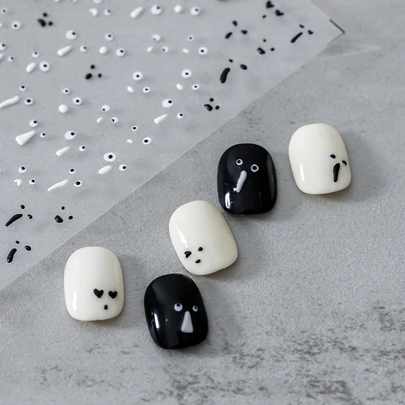 

1 Sheet Funny Expression 5D Embossed Nail Stickers Self Adhesive Creative Gel Polish Nail Stickers DIY Manicure Decorations