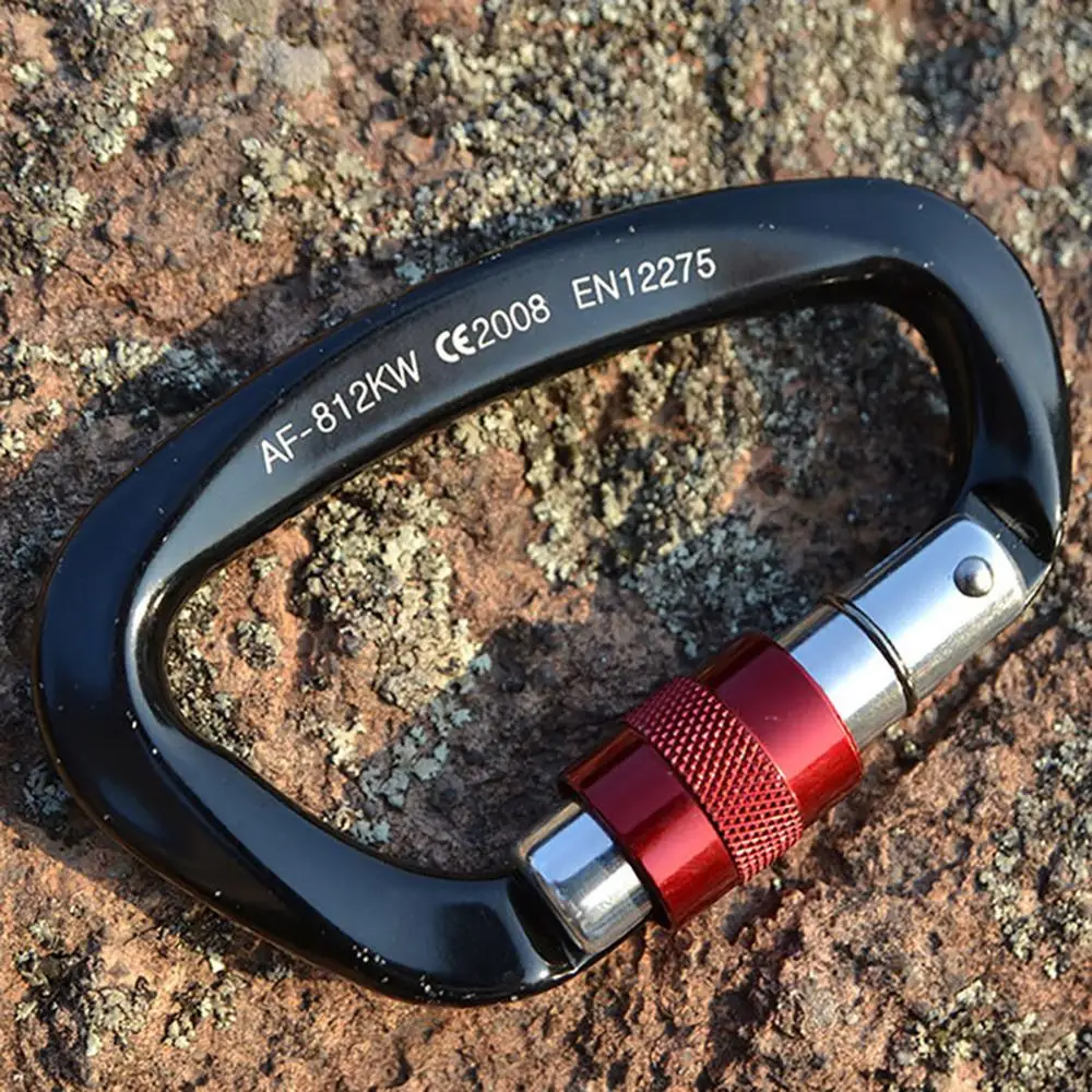 Outdoor Mountaineering Caving Rock Climbing Carabiner D Shaped Safety Master Screw Lock Buckle Carabiner Clip Climbing Equipment