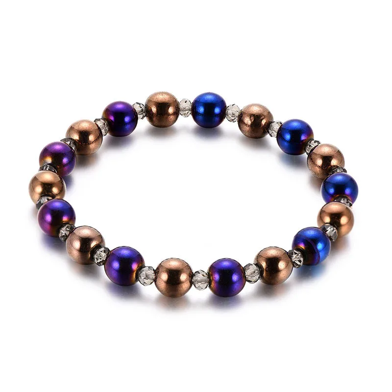 Natural Black Obsidian Hematite Stone Beads Bracelets For Magnetic Health Protection Women Jewelry Beads Bracelet For Women Men