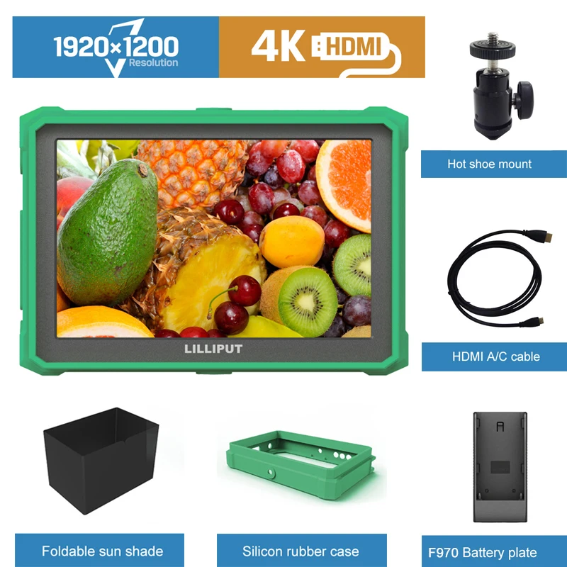 LILLIPUT 7 Inch 8 Bit IPS LCD 4K HDMI DSLR Camera Field Monitor Video Assist Peaking, False Color and Audio Level Meter Function