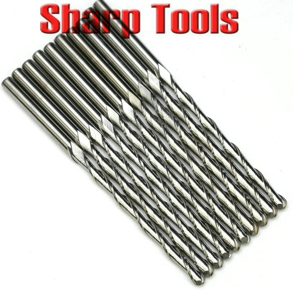 

10pcs 3.175x42mm 2 Flutes Ball Nose Milling Cutters Tungsten Steel Solid Carbide End Cutting Tools Bits for 3D Engraving Machine