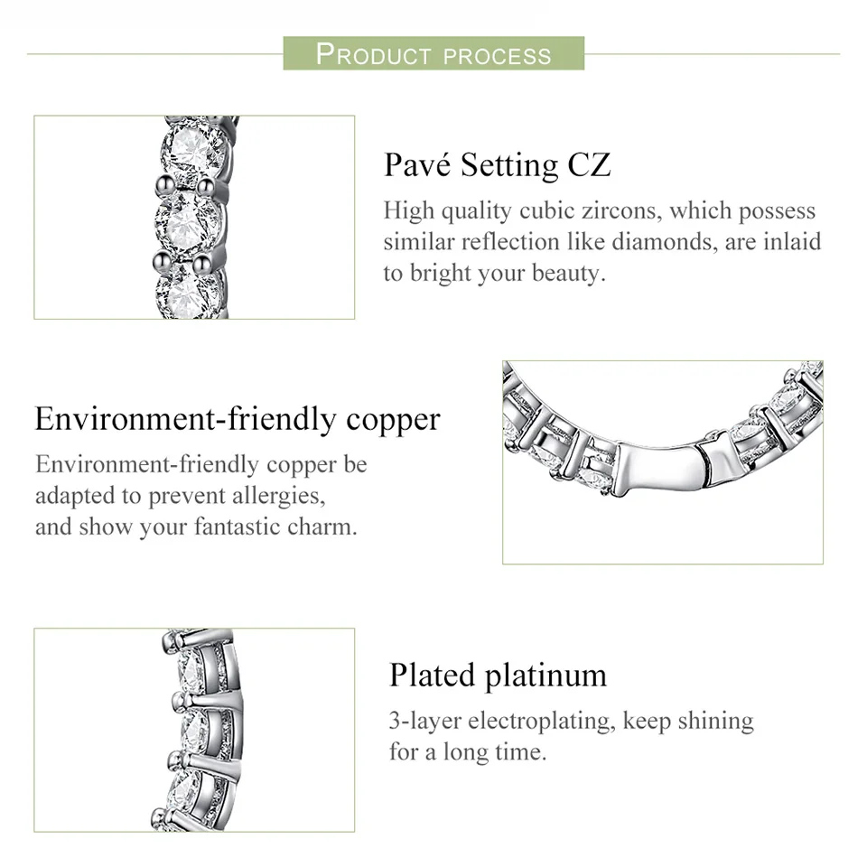 BAMOER Classic New Silver Color Round Circle Luminous Cubic Zirconia Stud Earrings for Women Hyperbole Earrings Jewelry YIE138 - Image 6