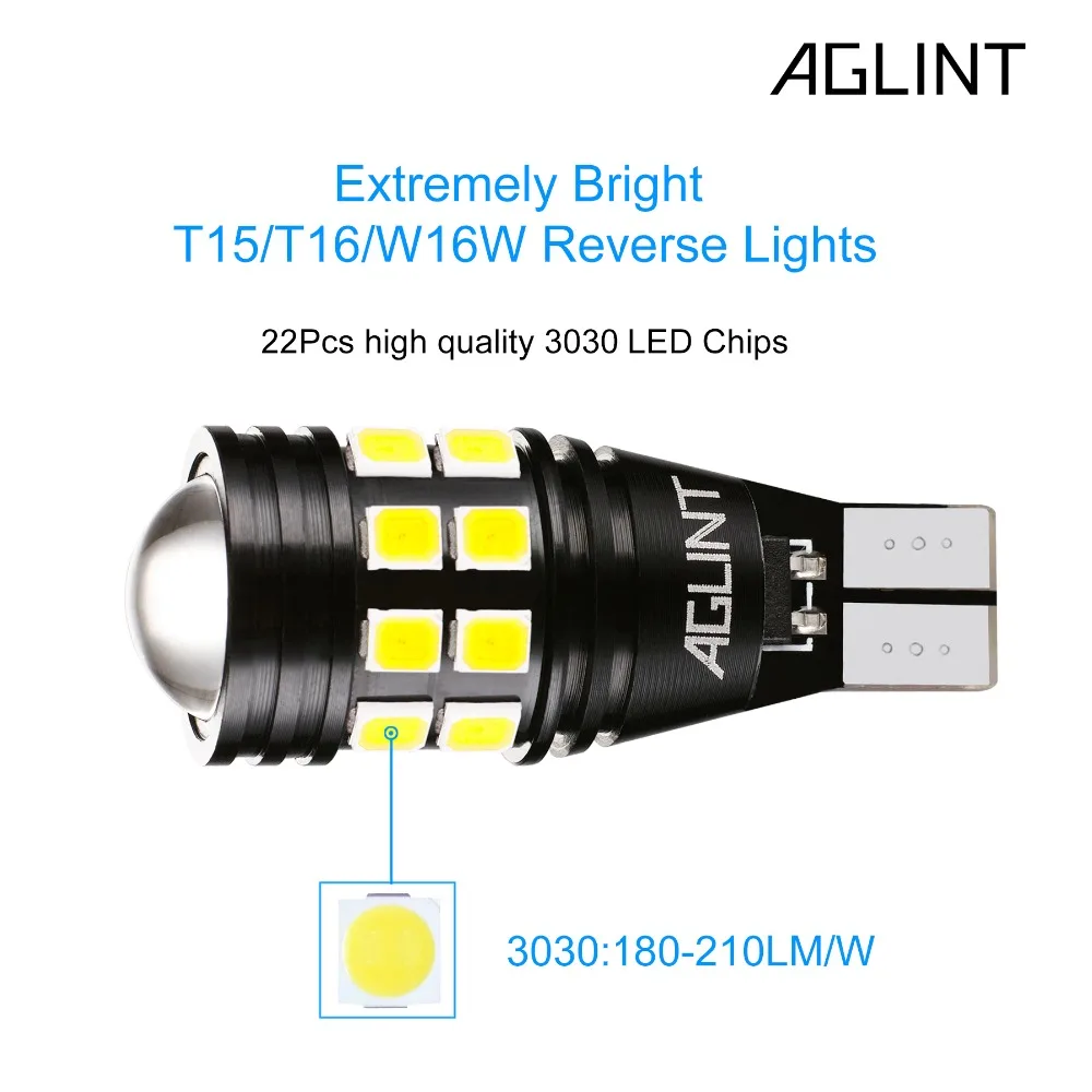 AGLINT 2 шт. T15 T16 W16W 921 955 светодиодный светильник Canbus OBC без ошибок 3030 SMD 22 светодиодный s автомобильный фонарь заднего хода Белый 12-24 В