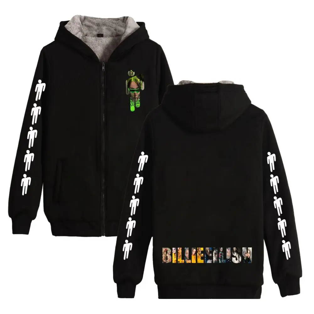 black - Style 1 Billie Eilish модные популярные трендовые уличные новые флисовые толстовки для мужчин и женщин с молнией пуловер с капюшоном розовые толстовки - Цвет: black - Style 1