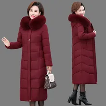 Женская куртка, зимнее платье для мамы, пальто для женщин, стиль, модный однотонный Пуховик среднего и старшего возраста, пальто