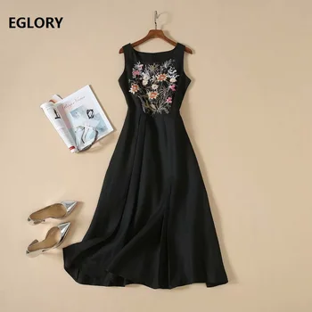 

100%Silk Long Dresses 2019 Autumn Party Evening Vestidos Women Vintage Flower Print Long Sleeve Maxi Dress Clothing Female