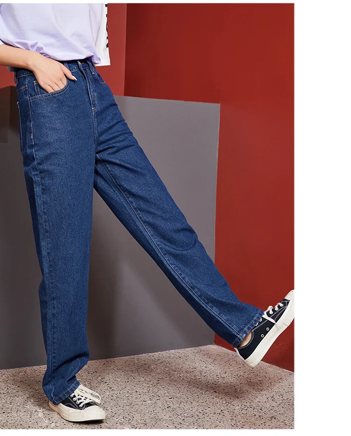 Женские длинные прямые джинсы LEIJIJEANS, молодежные джинсы с высокой посадкой и китайской вышивкой, новая модель 9103 большого размера