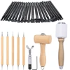 LMDZ Leather Craft Tools Kit Stitching Stamping Embossing Punch Saddle Groover Carving Hammer Set For Leather Working ► Photo 2/6