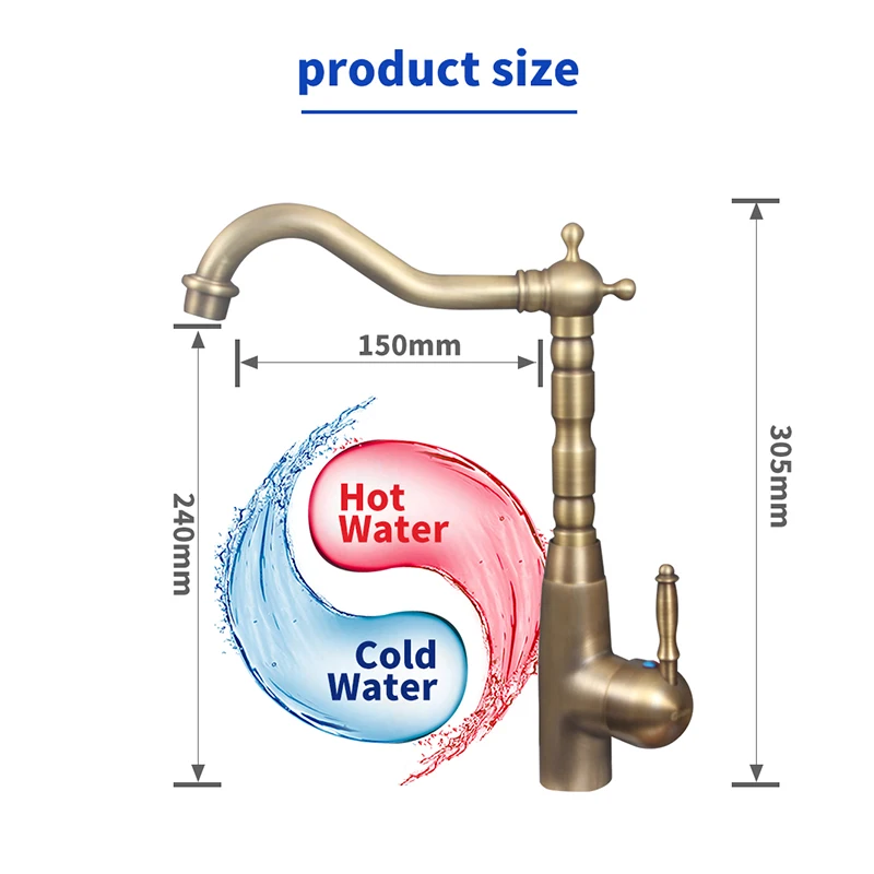 Gisha кухонный кран античная бронза латунь Ванная раковина кран Одной Рукой высокий арочный поворотный носик горячей и холодной Умывальник кран