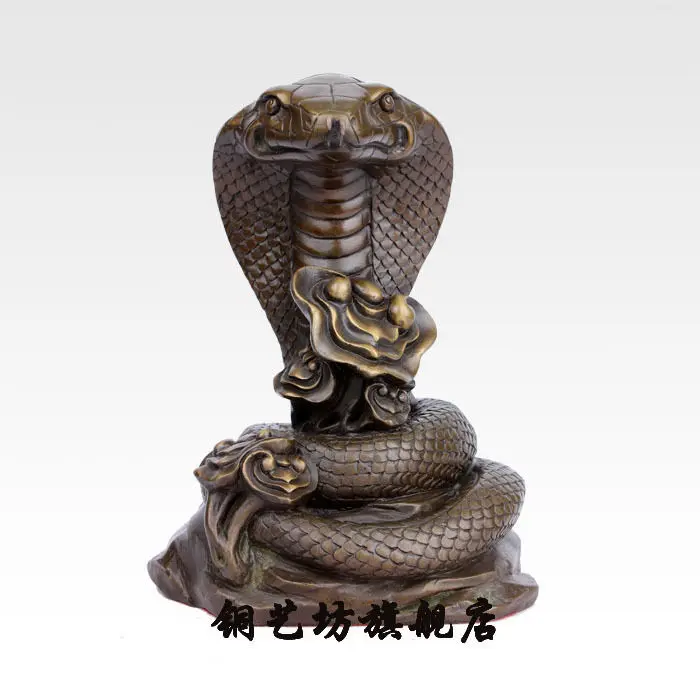 Мэй 9 ''китайская бронза фэншуй змея кобра Ruyi благословение Статуэтка на