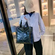 Модная женская сумка с хлопковой подкладкой, водонепроницаемая сумка через плечо для покупок, Большая вместительная однотонная сумка для покупок для женщин