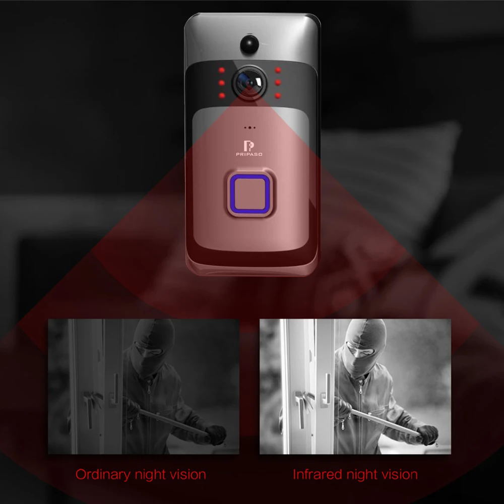 Pripaso Wifi дверной Звонок камера Смарт Wi-Fi видеодомофон дверной звонок HD 720P ИК камера ночного видения сигнализация беспроводная домашняя безопасность