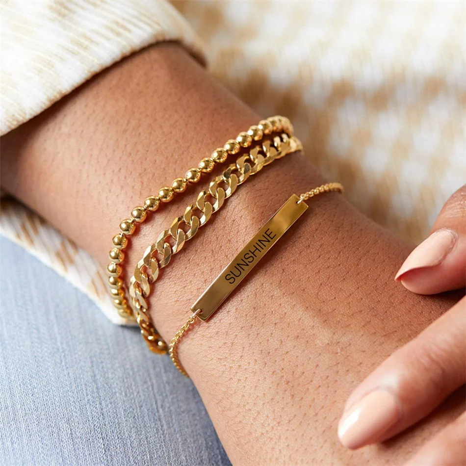 JUJIE 4MM/6MM/8MM 316L Stainless Steel Cuban Chain Bracelet For Women Hip Charms Curb Bracelets Jewellery Wholesale/Dropshipping - Image 5