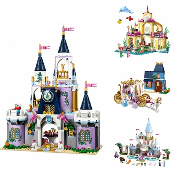

Princess Castle Legoinglys Building Block Bricks Mermaid Ariel Princess Elsa Anna Cinderella Belle Compatible Friends Girls Toys