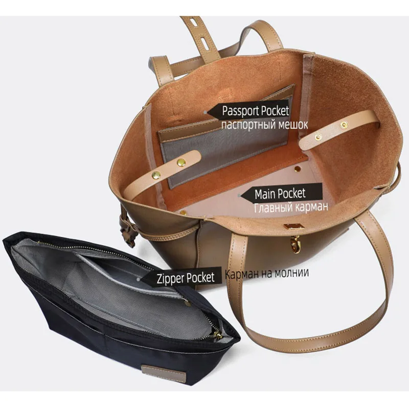 Free Gift Women's Totes Shoulder Bag Fashion Shopping Bags Solid Soft Genuine Leather Handbags for Female Hasp Top-Handle Bags