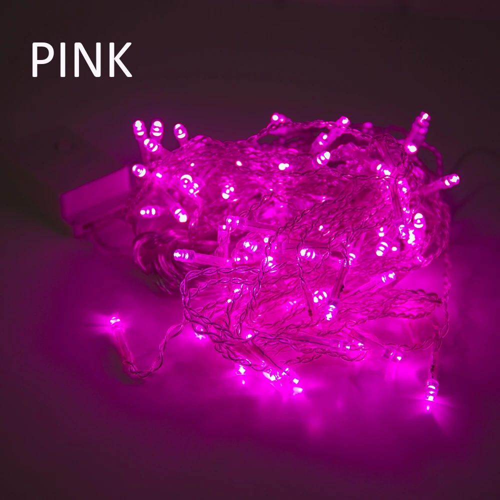 ЕС штекер Открытый водонепроницаемый разъем сосулька огни уличная гирлянда лампа сказочная лампа Сад Рождество Свадьба год декоративные - Цвет: pink