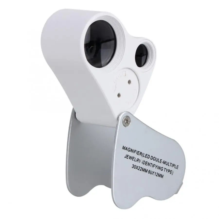 High Quality 30X 60X Glass Magnifier Illuminated Jewelry Loupe Dual Lens Lam Appraisal Tool | Инструменты