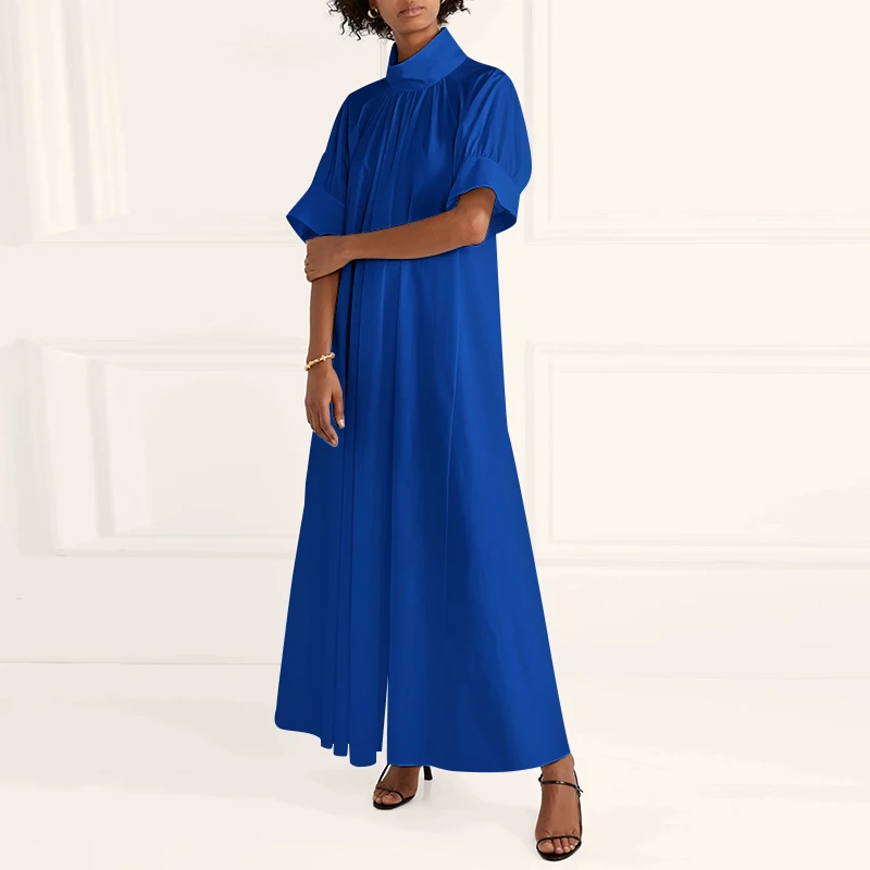Casual Loose Solid Sundress Robe Elegant Party Long Dresses VONDA Women Long Maxi Dress Autumn Turtleneck Long Sleeve Dresses
