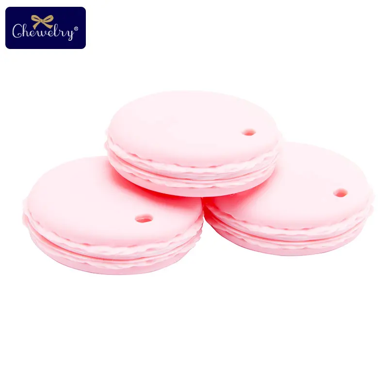 Pink 3 шт. силиконовый Прорезыватель для ребенка Макарон бисквиты грызунок Прорезыватель грызунок DIY цепочка для прорезывания зубов пустышка цепочка детские товары - Цвет: Pink