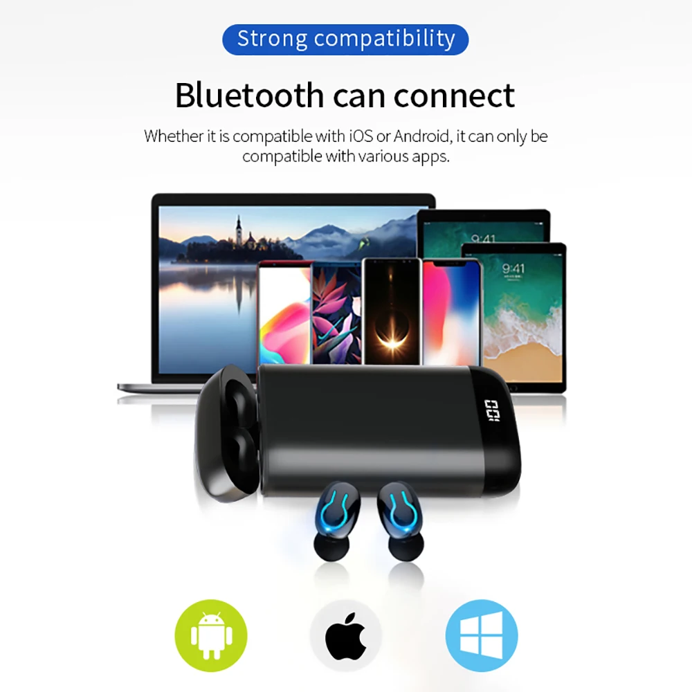 Original HBQ-Q66 Wireless Headphone Bluetooth 5.0 Earphone IPX5 Waterproof Headsets HD Bass Stereo Sport Earbuds with Microphone