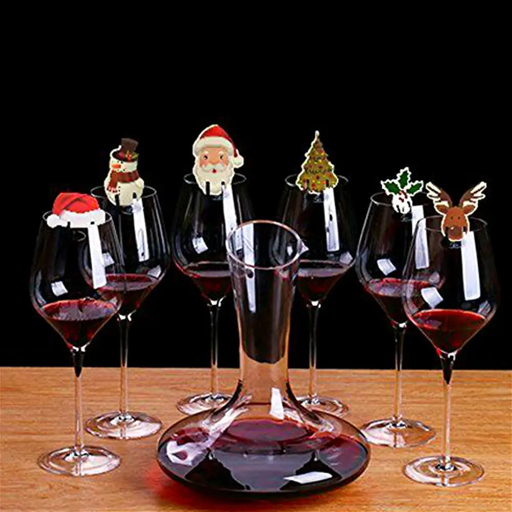 

Hot Sale New Fashion 10pcs Christmas Glass Sign Flag Xmas Party Dinner Toothpick Flag Food Decoration Christmas Ornaments
