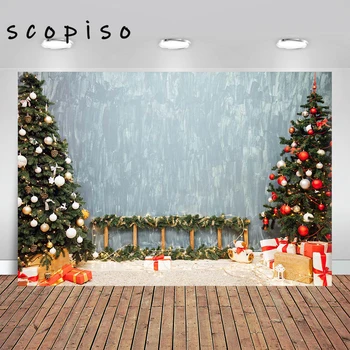 

Scopiso Christmas Tree Gift Doll Xmas Booth Party Decoration Customized Photography Backdrop Background Photo Studio Prop
