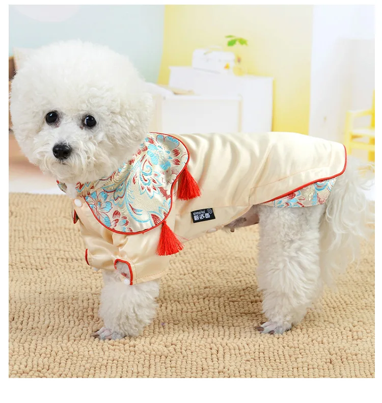 Pet clothes Chinese style fashion spring and summer new pet dog clothes dog cheongsam skirt