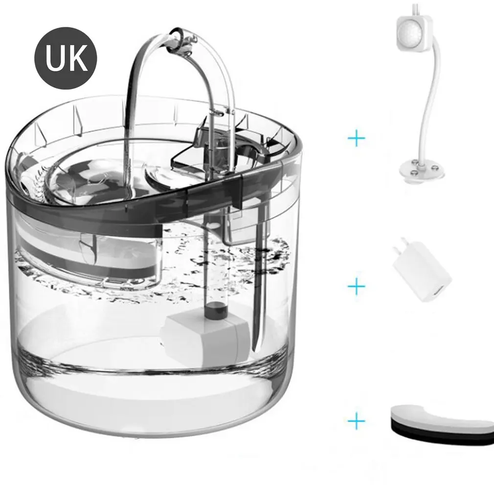 1.8L Pet Water Dispenser With Faucet Transparent Filter Quiet Automatic Pet Drinking Fountain For Cats Dogs With Sensor Kit
