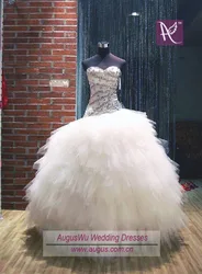 china free shipping 2019 new luxury crystal long Rhinestones Ball Gown Tulle Custom organza beaded ruffle bridesmaid dresses