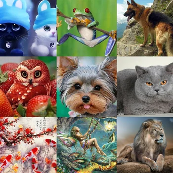 

3pcs diamond painting 5D Full Square embroidery mosaic Cross Stitch animal DIY Wall Sticker home Decoration Christmas Gift