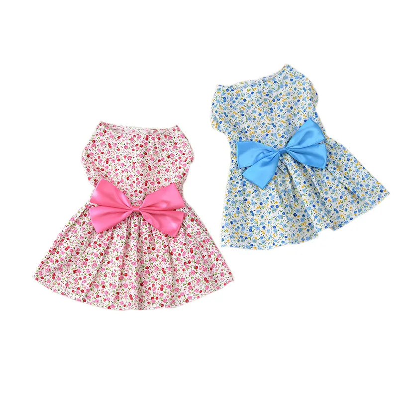 Pet Dog Clothes Summer Floral Bow Dog Dress