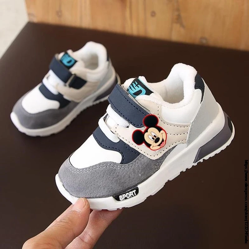 Girls Boys Mickey Sport Shoes Children's Snow Boots winter Kids Minnie soft non-slip cotton-padded shoes kids warm fur sneakers kids sneakers sports shoes kids sports shoes kids shoes