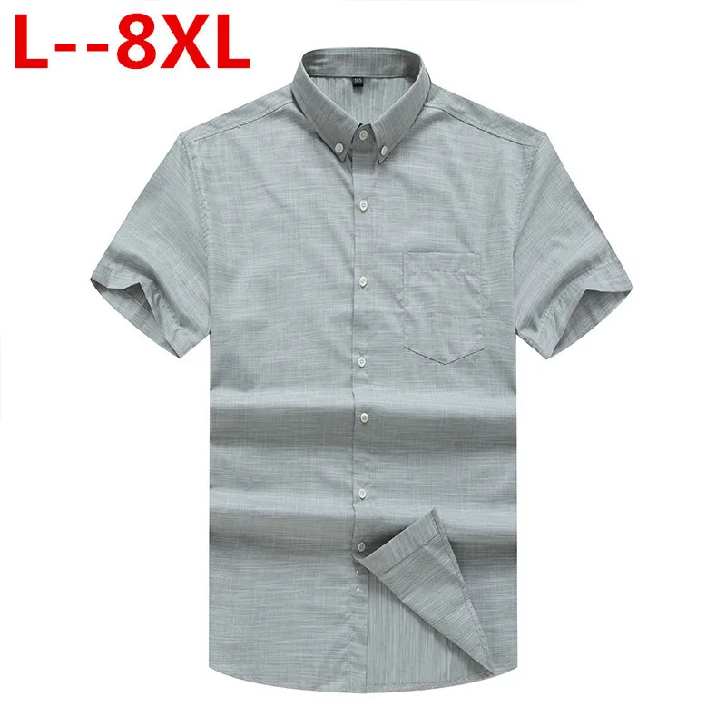 Patchwork Men Shirts Summer New 2020 Clothing Short Sleeve Solid Color Business Dress Plus Size 8XL 6XL 5XL 4XL | Мужская одежда