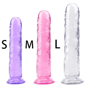 Translucent Soft Jelly Big Dildo Realistic Fake Dick Penis Butt Plug Sex Toys for Woman Men Vagina Anal Massage 2